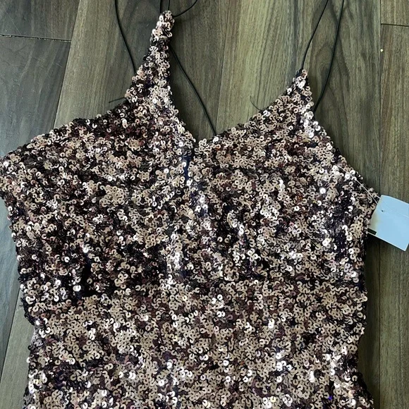 NWT ASTR The Label Sequin Mini Dress Asymmetrical‎ Party Cocktail Stretch Large - Picture 4 of 8